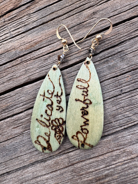 Delicate Yet Powerful | Indigo Dyed | Affirmation Earrings