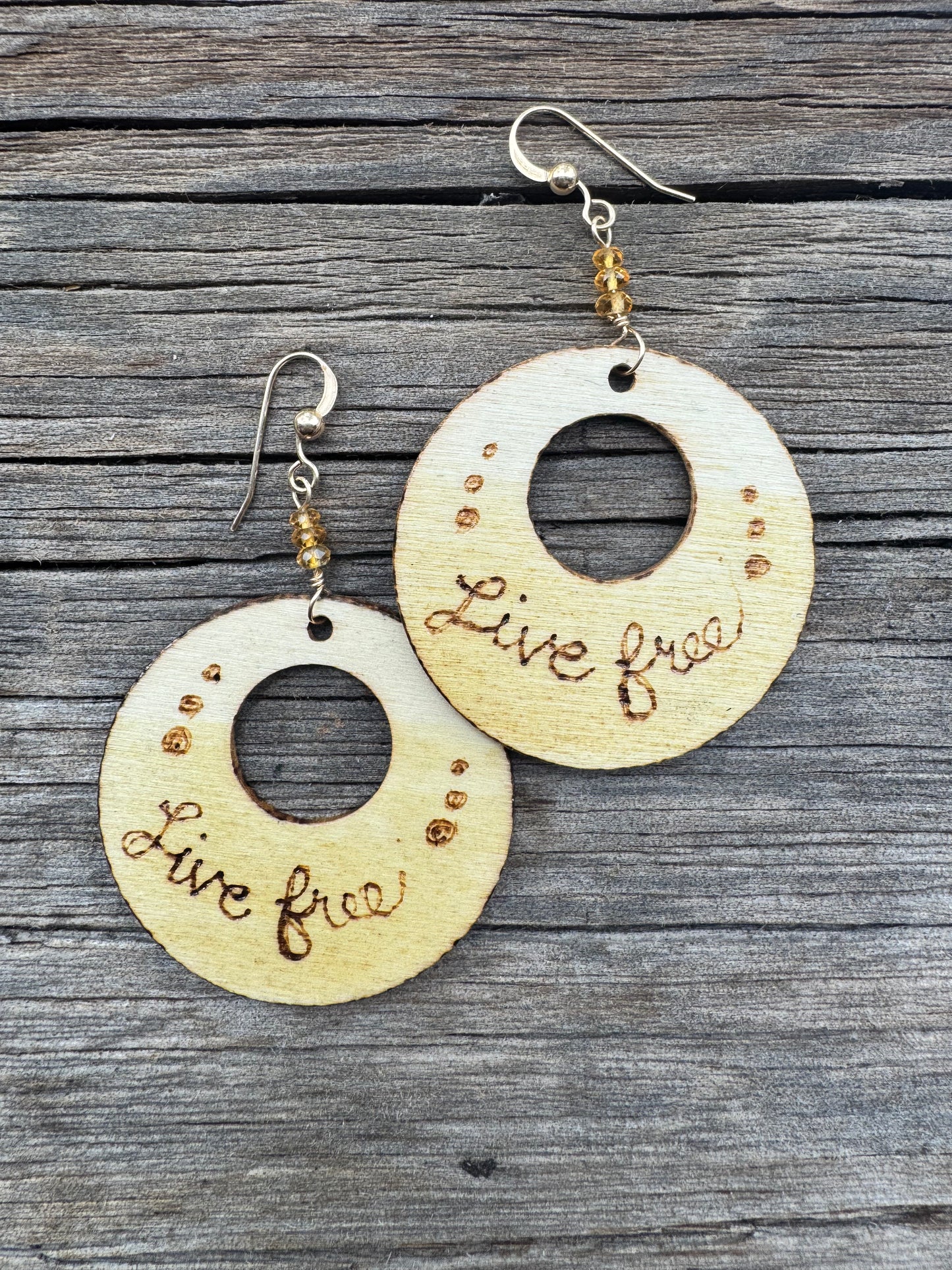Live free | Marigold Dyed | Affirmation Earrings