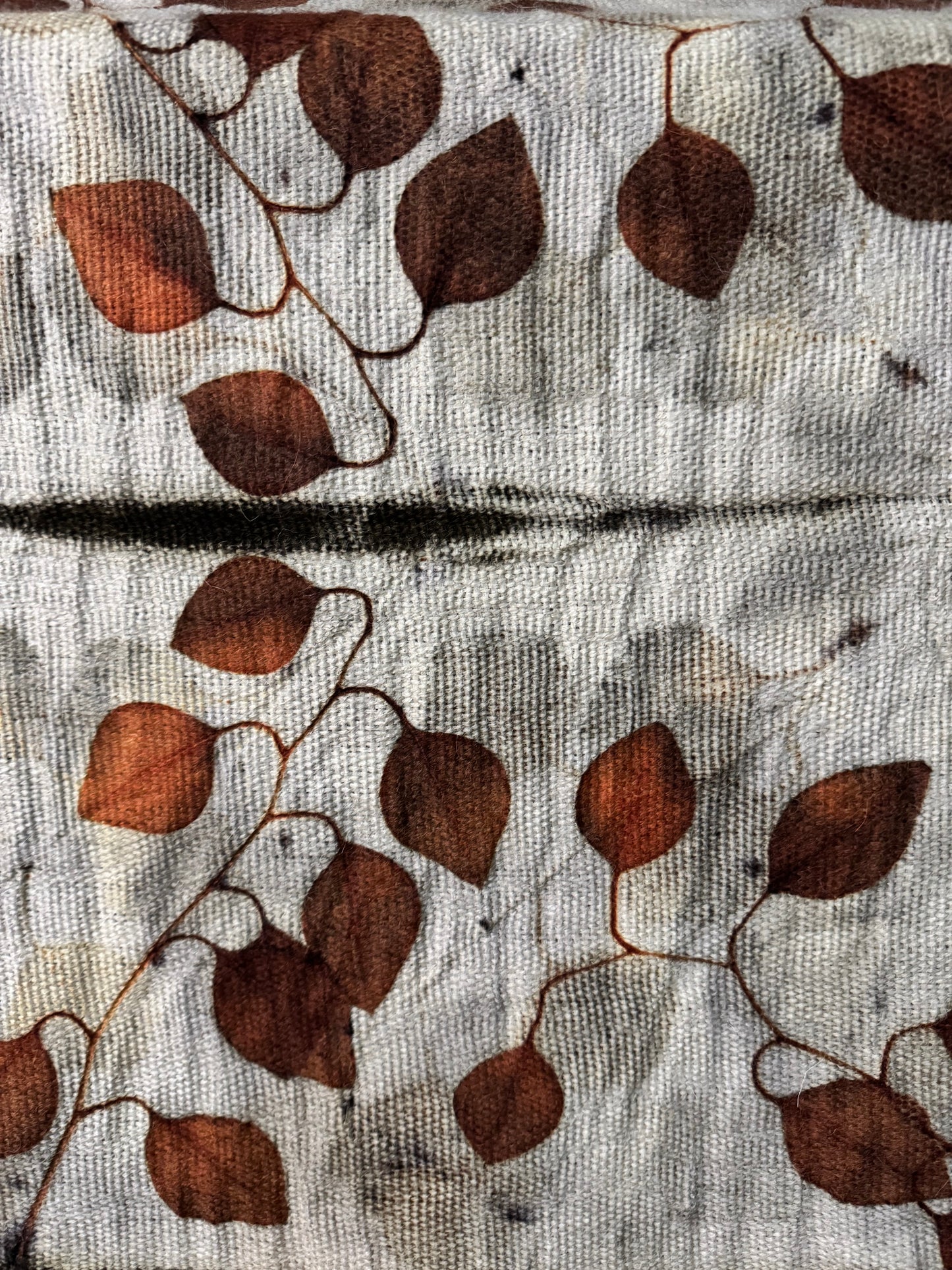 Handwoven Alpaca Shawl – Eucalyptus Eco-Print | Fair Trade Botanical Wrap #1